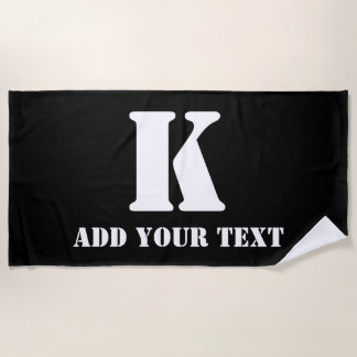 K  Monogram Classic Trendy Custom Wedding Templa Beach Towel