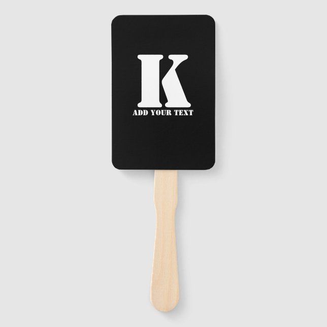K  Monogram Classic Trendy Custom Wedding Templa Hand Fan (Front)