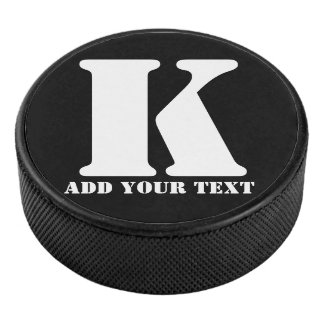 K  Monogram Classic Trendy Custom Wedding Templa Hockey Puck