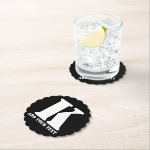 K Monogram Classic Trendy Custom Wedding Templa Paper Coaster