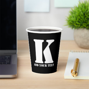K  Monogram Classic Trendy Custom Wedding Templa Paper Cups