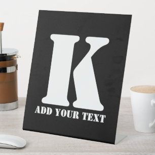K Monogram Classic Trendy Custom Wedding Templa Pedestal Sign