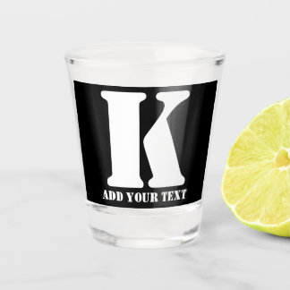 K  Monogram Classic Trendy Custom Wedding Templa Shot Glass