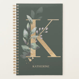 K Monogram Floral Personalised Planner