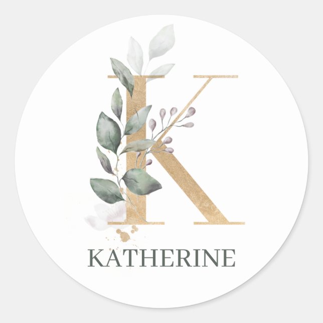 K Monogram Floral Planner Classic Rou Classic Round Sticker (Front)