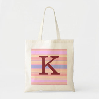 K :: Monogram K Summer Stripes Fun Tote Bag