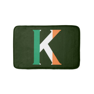 K Monogram overlaid on Irish Flag bmcnt Bath Mat