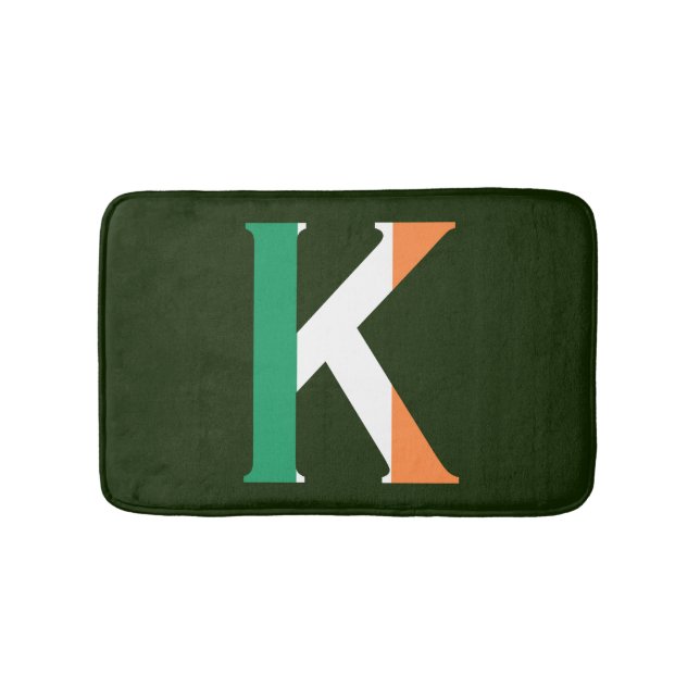 K Monogram overlaid on Irish Flag bmcnt Bath Mat (Front)
