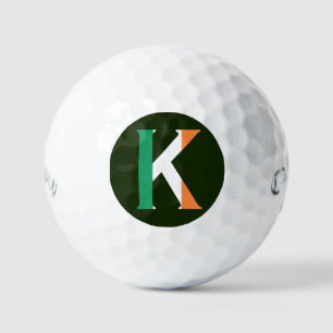 K Monogram overlaid on Irish Flag css gbcnt Golf Balls