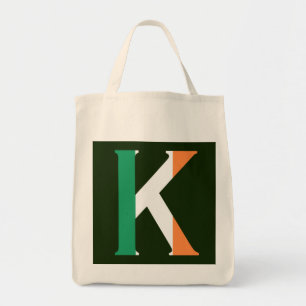 K Monogram overlaid on Irish Flag gtcnt Tote Bag
