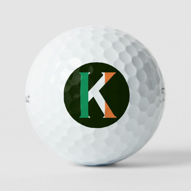 K Monogram overlaid on Irish Flag tpv1 gbt Golf Balls (Front)