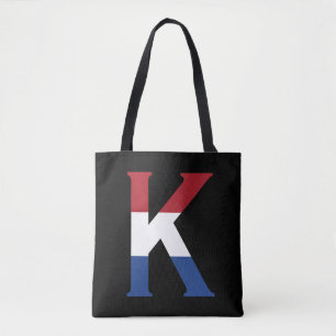 K Monogram overlaid on NLD Flag on bk stcnt Tote Bag