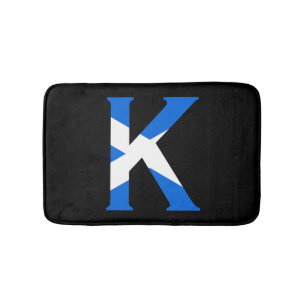 K Monogram overlaid on Scottish Flag bmcn Bath Mat