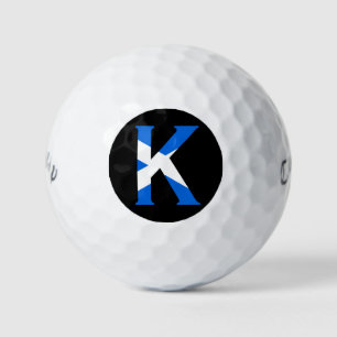 K Monogram overlaid on Scottish Flag cwb gbcnt Golf Balls