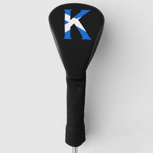 K Monogram overlaid on Scottish Flag dccnt Golf Head Cover (Front)