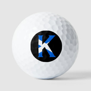 K Monogram overlaid on Scottish Flag va gbcnt Golf Balls