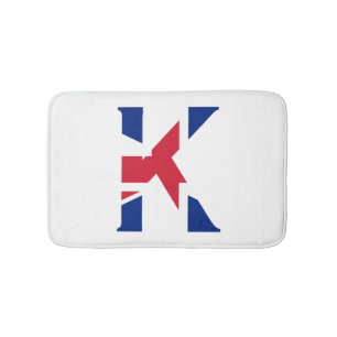 K Monogram overlaid on Union Jack Flag bmcn Bath Mat