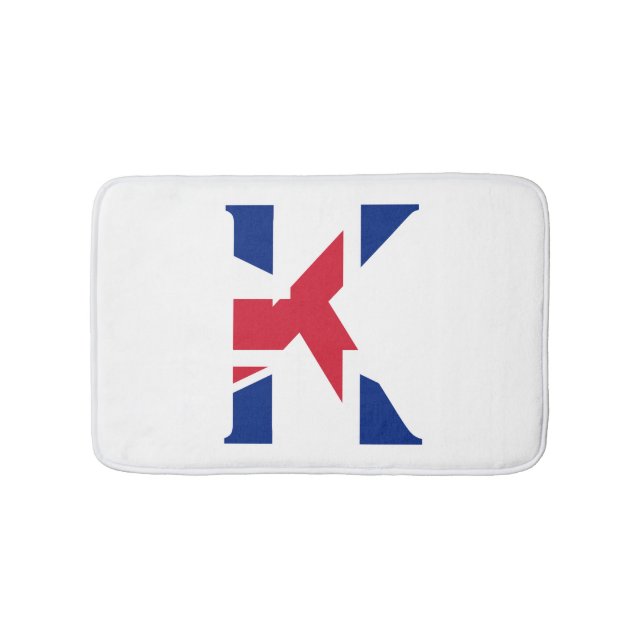K Monogram overlaid on Union Jack Flag bmcnt Bath Mat (Front)