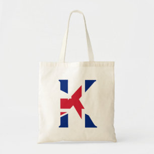 K Monogram overlaid on Union Jack Flag btcnt Tote Bag