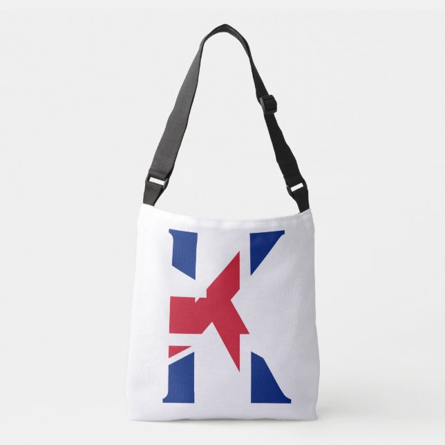 K Monogram overlaid on Union Jack Flag cbbcnt Crossbody Bag (Front)
