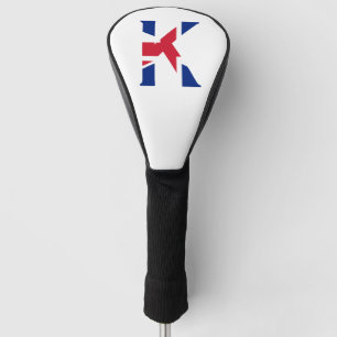 K Monogram overlaid on Union Jack Flag dccn Golf Head Cover