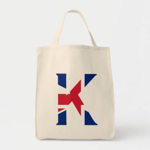 K Monogram overlaid on Union Jack Flag gtcnt Tote Bag
