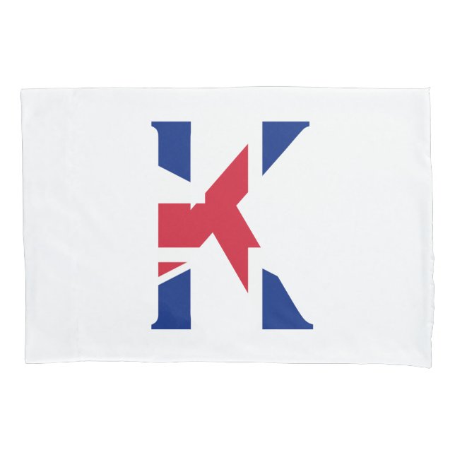 K Monogram overlaid on Union Jack Flag pccnt Pillowcase (Front)