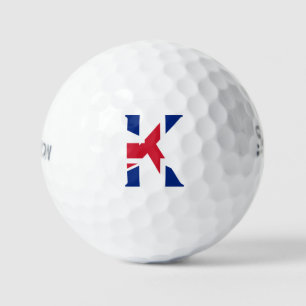 K Monogram overlaid on Union Jack Flag ssf gbcnt Golf Balls