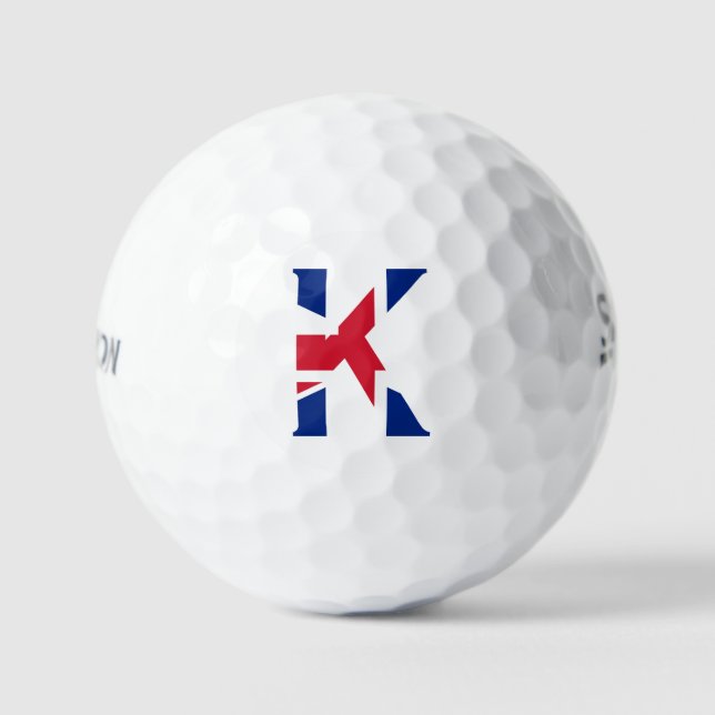 K Monogram overlaid on Union Jack Flag ssf gbcnt Golf Balls (Front)