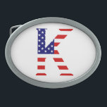 K Monogram overlaid on USA Flag bbcnt Belt Buckle<br><div class="desc">K Monogram overlaid on USA Flag Belt Buckle

Design © Trinkets and Things 2017 - AHP Design. All Rights Reserved.

080517</div>