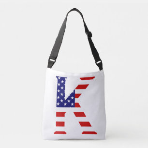 K Monogram overlaid on USA Flag cbbcnt Crossbody Bag