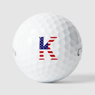 K Monogram overlaid on USA Flag css gbcnt Golf Balls
