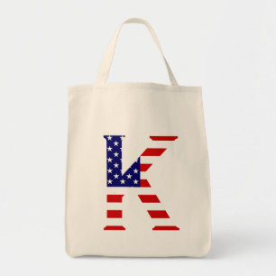 K Monogram overlaid on USA Flag gtcnt Tote Bag