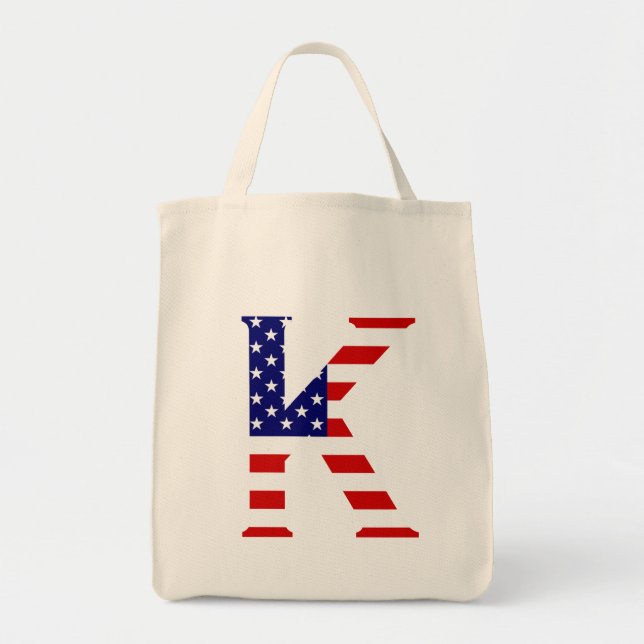 K Monogram overlaid on USA Flag gtcnt Tote Bag (Front)