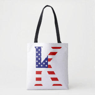 K Monogram overlaid on USA Flag stcnt Tote Bag