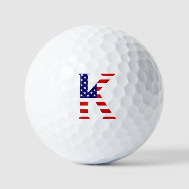 K Monogram overlaid on USA Flag va gbcnt Golf Balls (Front)
