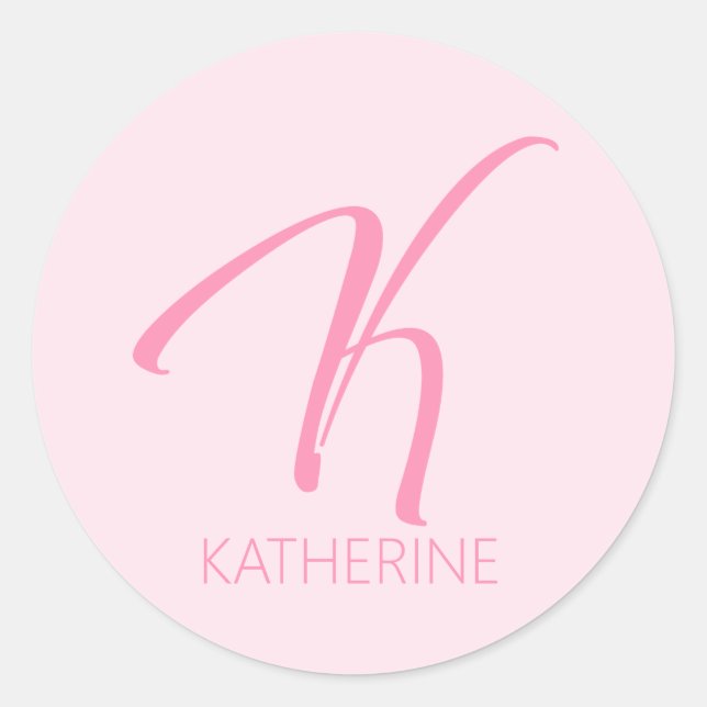 K Monogram Personalised Classic Round Sticker (Front)