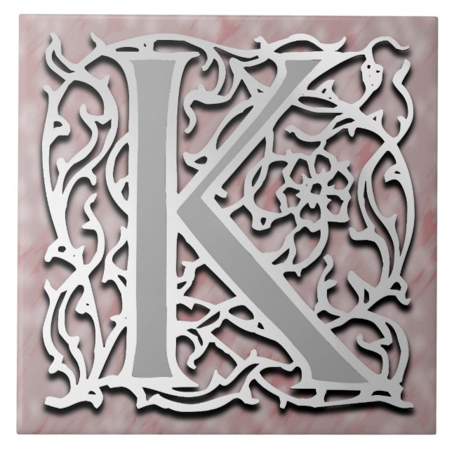 K Monogram "Silver Stone" Ceramic Tile (Front)