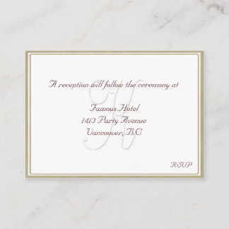 K Monogram White/Beige Frame Reception Card