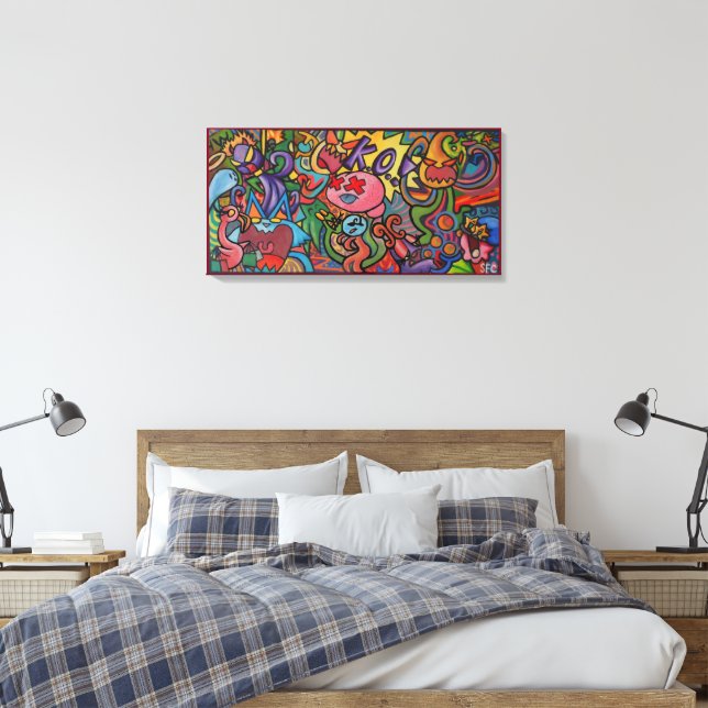 K.O. By Squid Fear City (2.5) Canvas Print (Insitu(Bedroom))