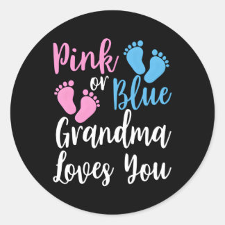 K Or Blue Grandma Loves You- Keeper Of Gender Reve Classic Round Sticker