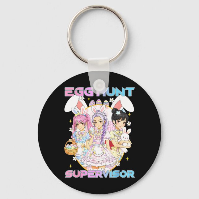 K-p Easter Bunny Egg Hunt Supervisor Funny Mum Key Ring (Front)