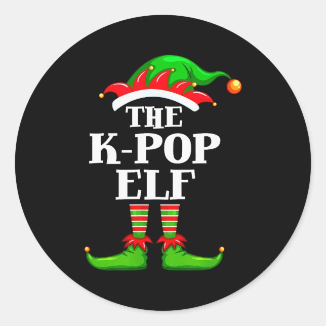 K-p Elf Matching Family Group Christmas Party Pyja Classic Round Sticker (Front)