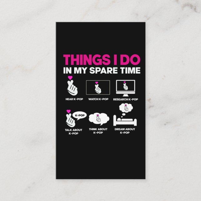 K-Pop addicted Girl Korean Music Lover Kawaii Business Card (Front)