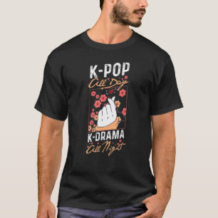 K Pop All Day K Drama All Night Finger Heart Korea T-Shirt
