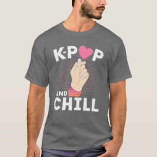 K-Pop And Chill Finger Heart Korean Kpop Merchandi T-Shirt
