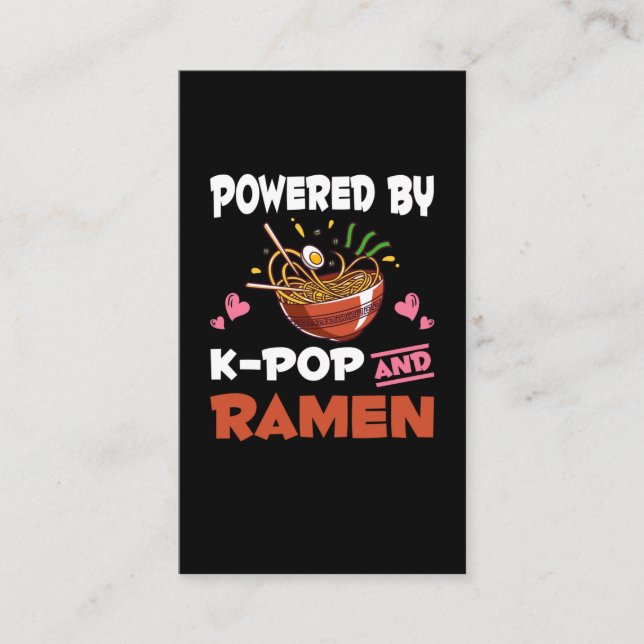 K-pop and Ramen addicted Kawaii Noodles Kpop Business Card (Front)