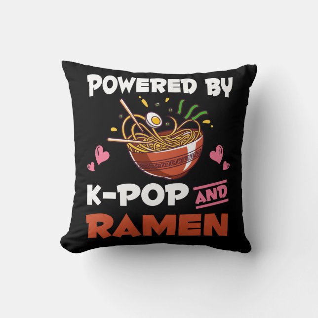 K-pop and Ramen addicted Kawaii Noodles Kpop Cushion (Front)