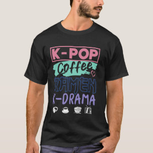 K-Pop Coffee Ramen K-Drama Aesthetic Typography T-Shirt