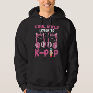 K Pop Cool Girls Heart Korean Headphone Music K Po Hoodie